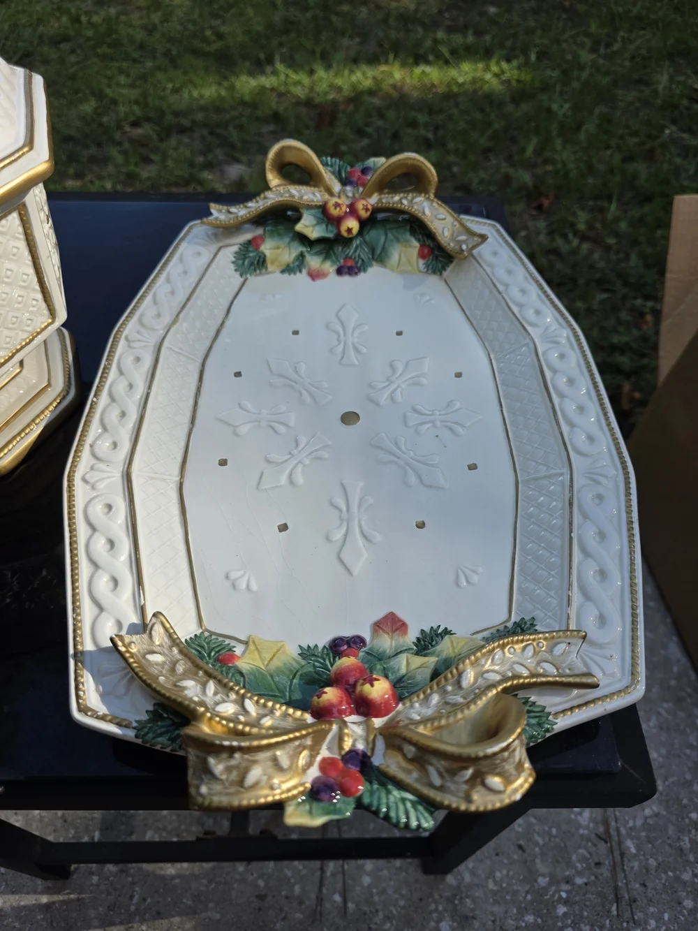 VTG And Floyd Snowy Woods Christmas Compote Bowl With Lid And Serving Tray!!